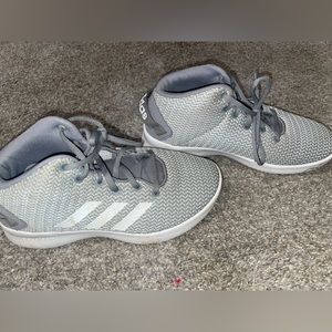 Gray high top adidas shoes